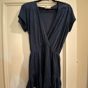 Navy Blue Suede Romper